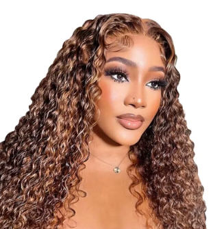 Human Hair 13x4 Big Lace Full Front Chocolate Brown Deep Curly Wig