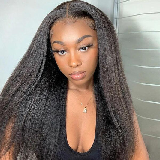 HD - Human Hair 13x4 Lace Front Kinky Straight Wig